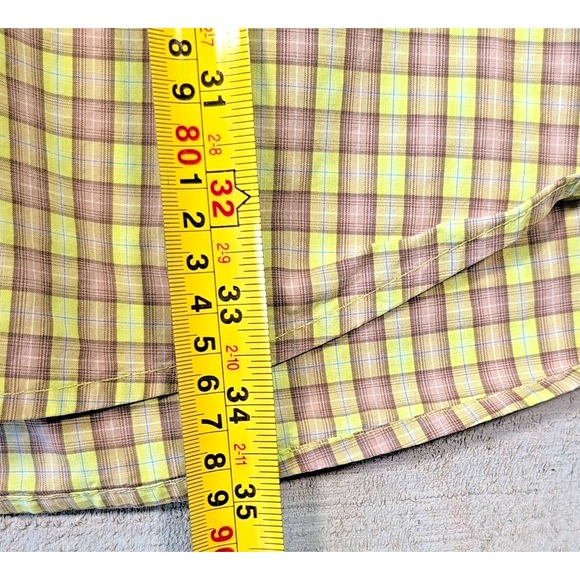 Cinch Dress Shirt Men's XXL Medium Lime Green Plaid Long Sleeve Western Cowboy - Picture 4 of 9